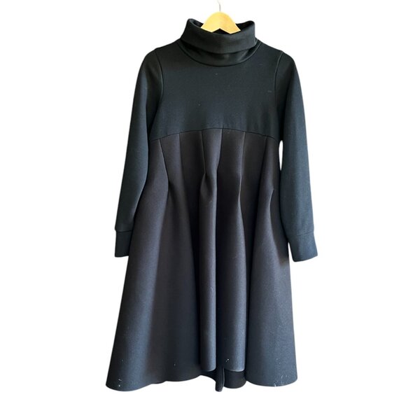 FASADA Women's Edgy Black Neoprene Turtleneck Voluminous Dress w/Folds, Size S - Picture 6 of 12